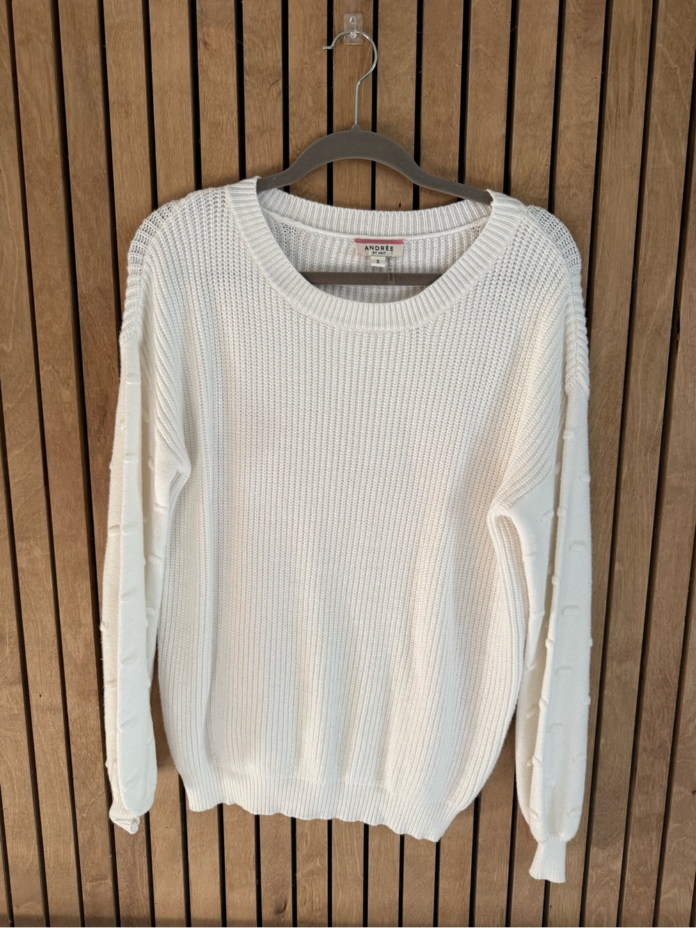 ANDREE BY UNIT Cream Crewneck Knit Sweater